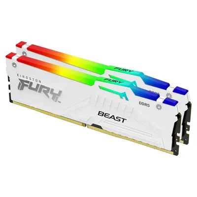 KINGSTON FURY Memória DDR5 32GB 6400MT/s CL32 DIMM (Kit of 2) Beast White RGB EXPO