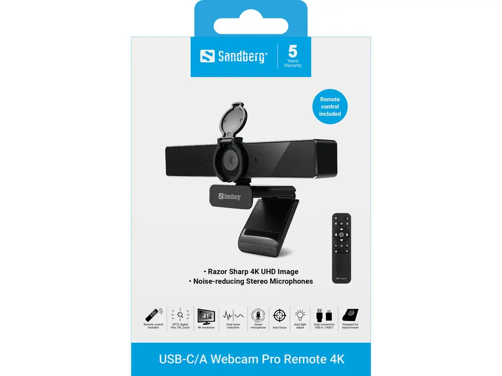 Sandberg Webkamera - USB-C/A Webcam Pro Remote 4K – 8. kép
