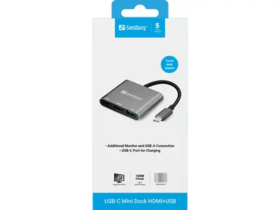 SANDBERG USB-C dokkoló, USB-C Mini Dock HDMI+USB – 2. kép