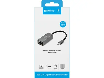 SANDBERG USB-C tartozék, USB-C Gigabit Network Adapter – 2. kép