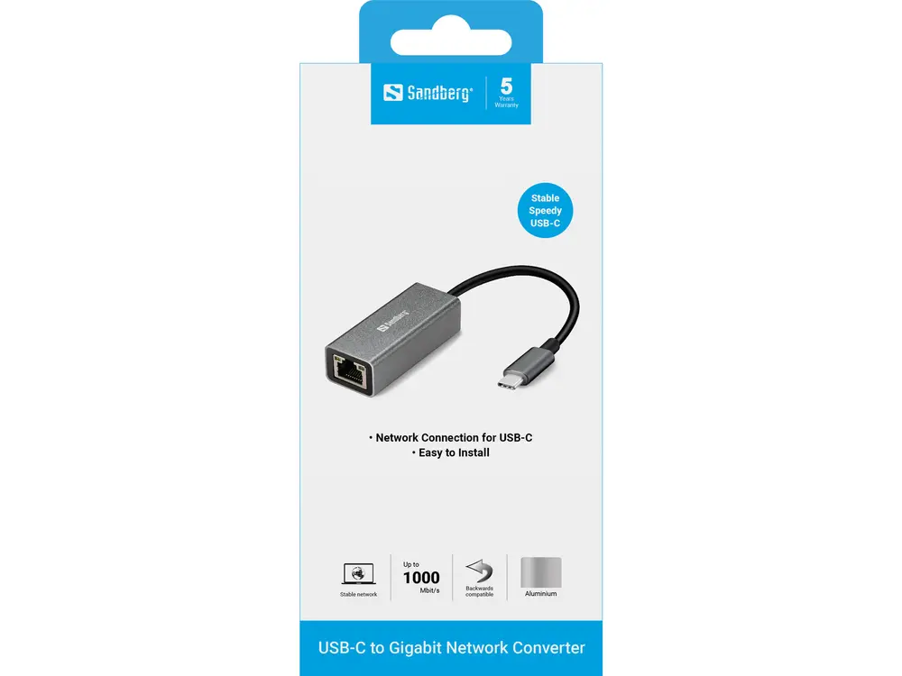 SANDBERG USB-C tartozék, USB-C Gigabit Network Adapter – 2. kép