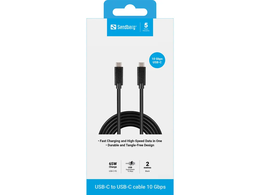 SANDBERG USB-C tartozék, USB-C > USB-C 2M USB 3.1 Gen.2 – 2. kép