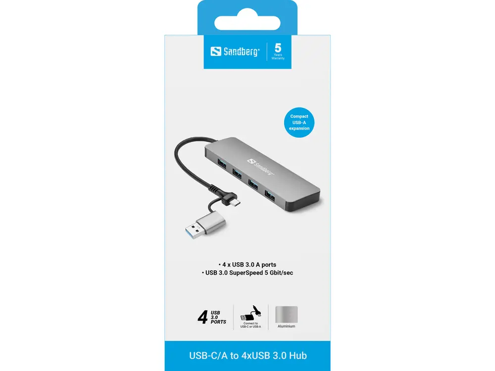 Sandberg USB Hub - USB-C/A to 4xUSB 3.0 Hub – 3. kép