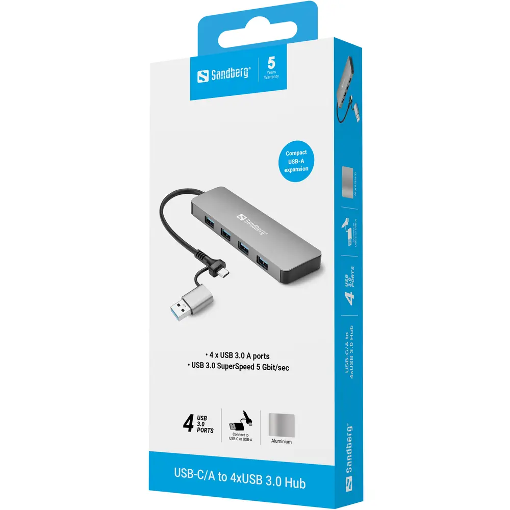 Sandberg USB Hub - USB-C/A to 4xUSB 3.0 Hub – 4. kép