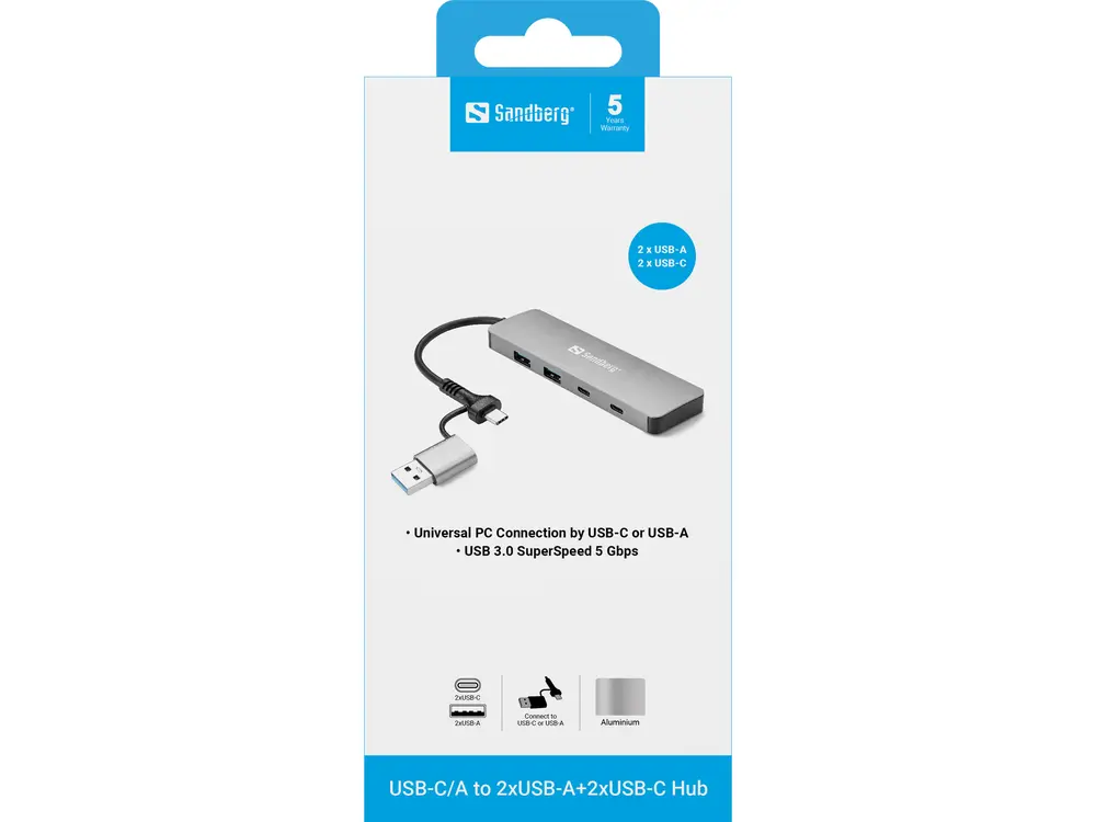 Sandberg USB Hub - USB-C/A to 2xUSB-A+2xUSB-C Hub – 3. kép