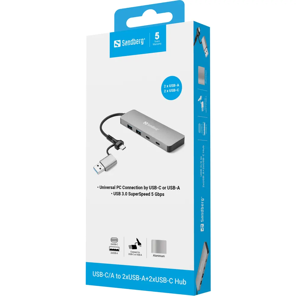 Sandberg USB Hub - USB-C/A to 2xUSB-A+2xUSB-C Hub – 4. kép