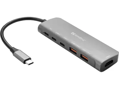 Sandberg Notebook Dokkoló - USB-C Dock HDMI + 2xUSB-A + 2xUSB-C + PD100W