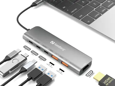 Sandberg Notebook Dokkoló - USB-C Dock HDMI + 2xUSB-A + 2xUSB-C + PD100W – 2. kép