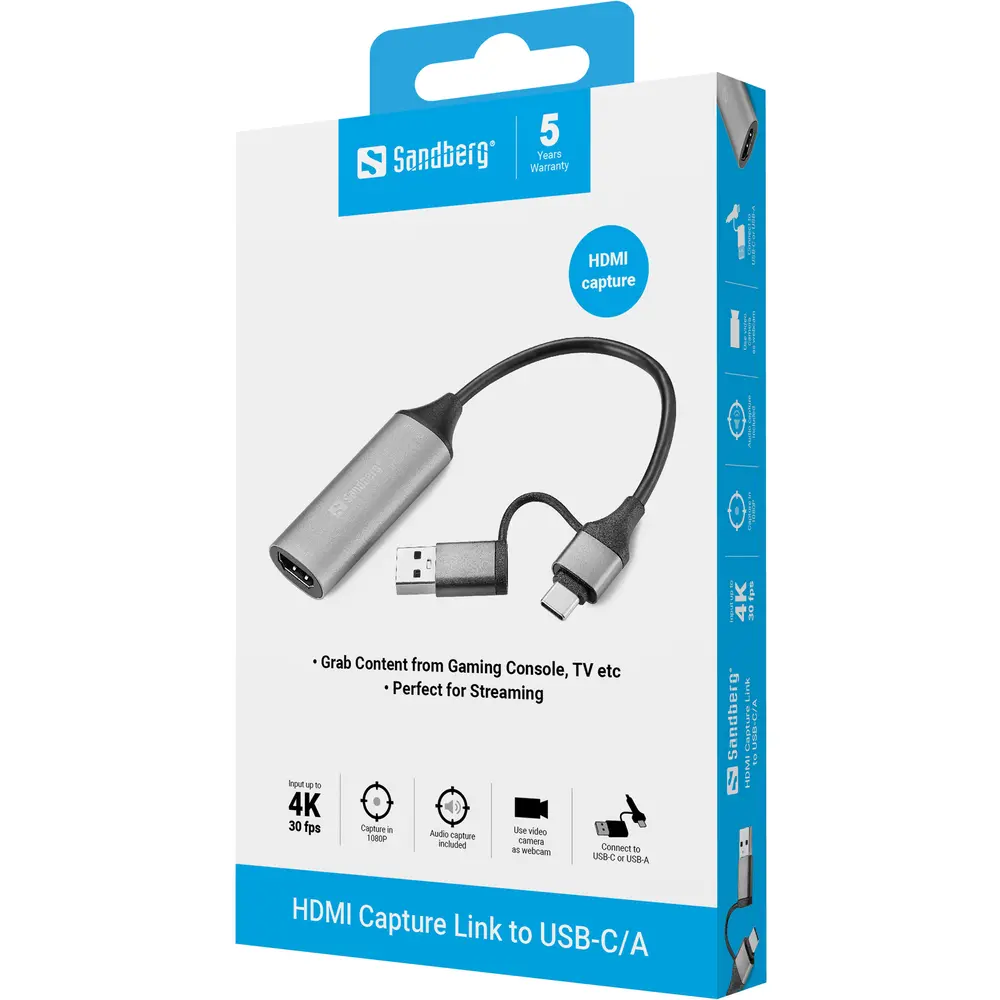 Sandberg HDMI Capture Link to USB-C/A – 3. kép