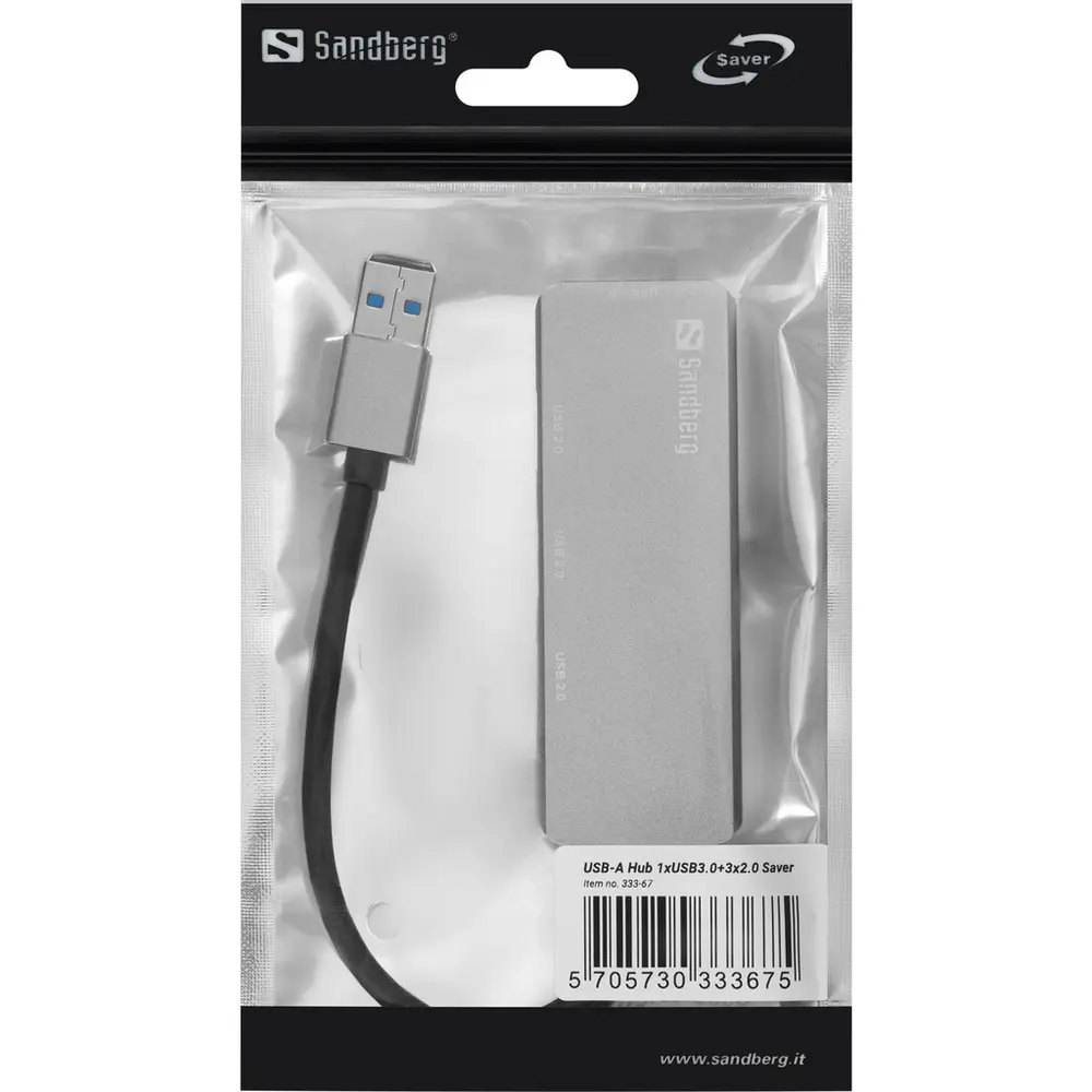SANDBERG Hub és elosztó, USB-A Hub 1xUSB3.0+3x2.0 SAVER – 2. kép