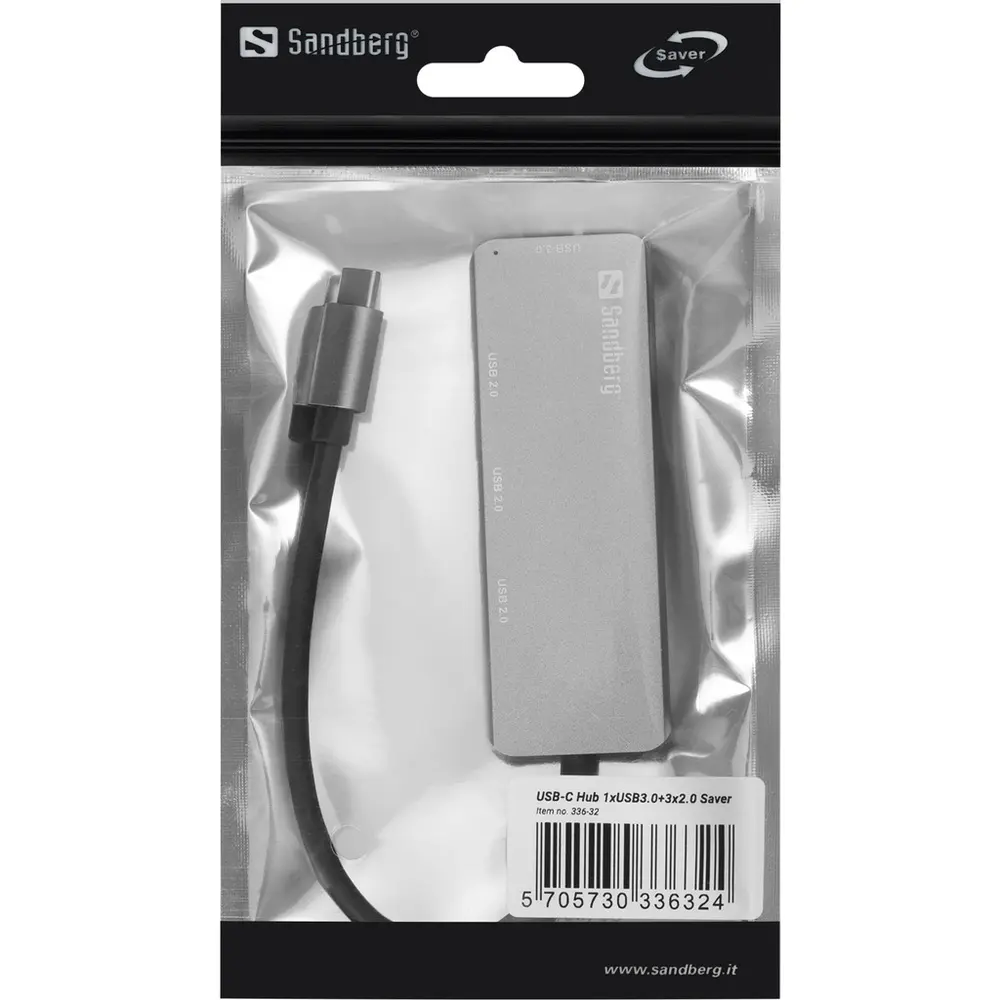 SANDBERG USB-C tartozék, USB-C Hub 1xUSB3.0+3x2.0 SAVER – 2. kép