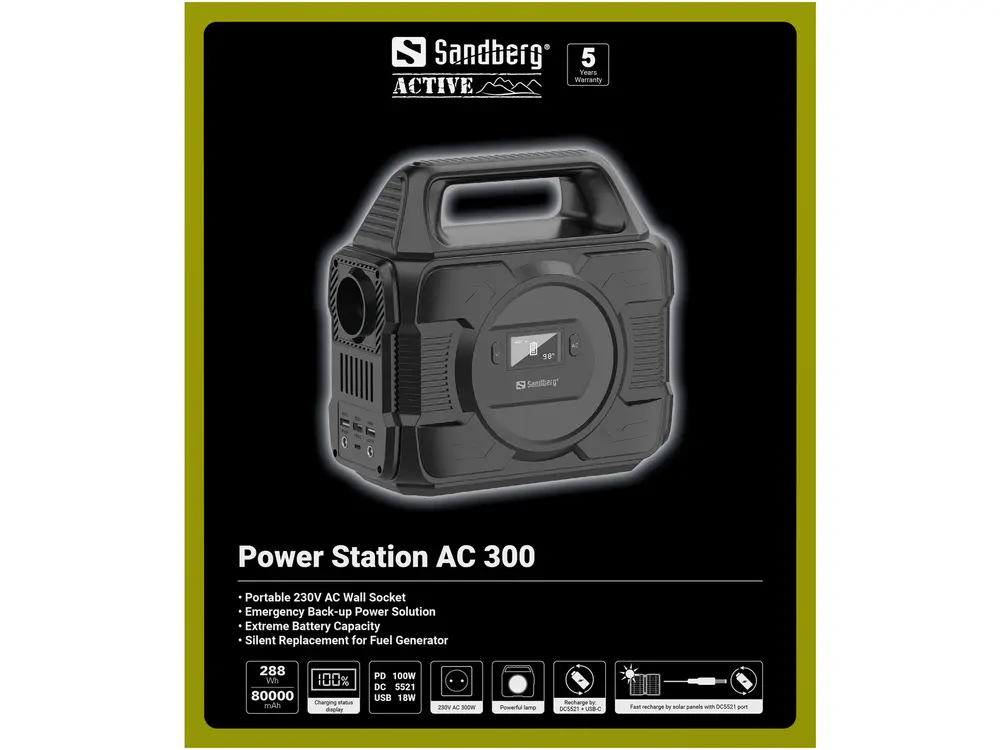 Sandberg Akkubank - Power Station AC 300 – 7. kép
