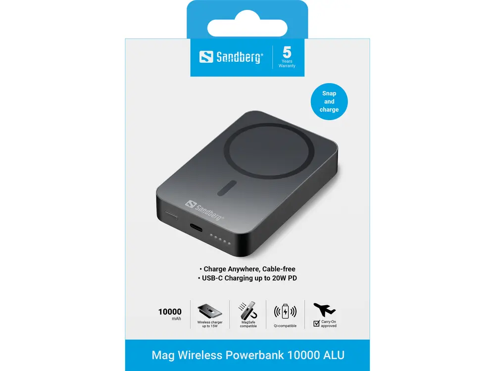 Sandberg Akkubank - Mag Wireless Powerbank 10000 ALU – 4. kép