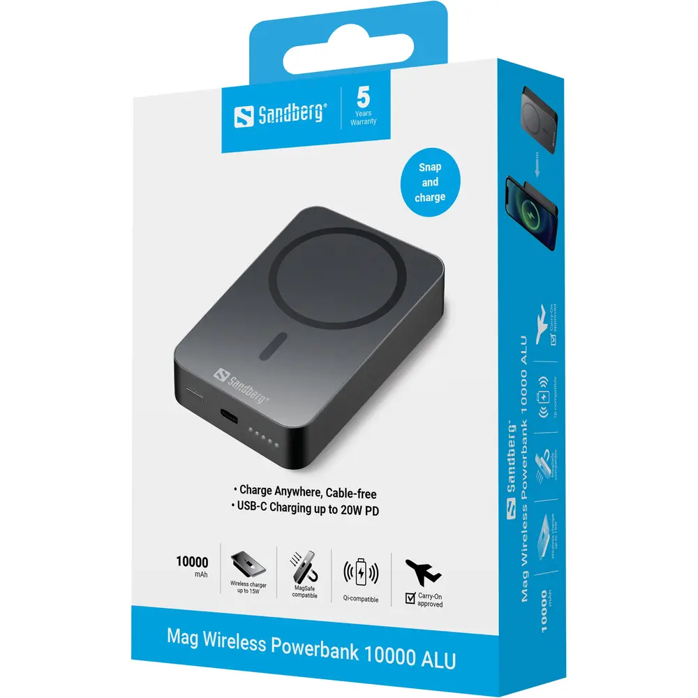 Sandberg Akkubank - Mag Wireless Powerbank 10000 ALU – 5. kép