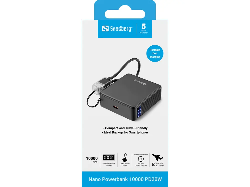 Sandberg Akkubank - Nano Powerbank 10000 PD20W – 5. kép