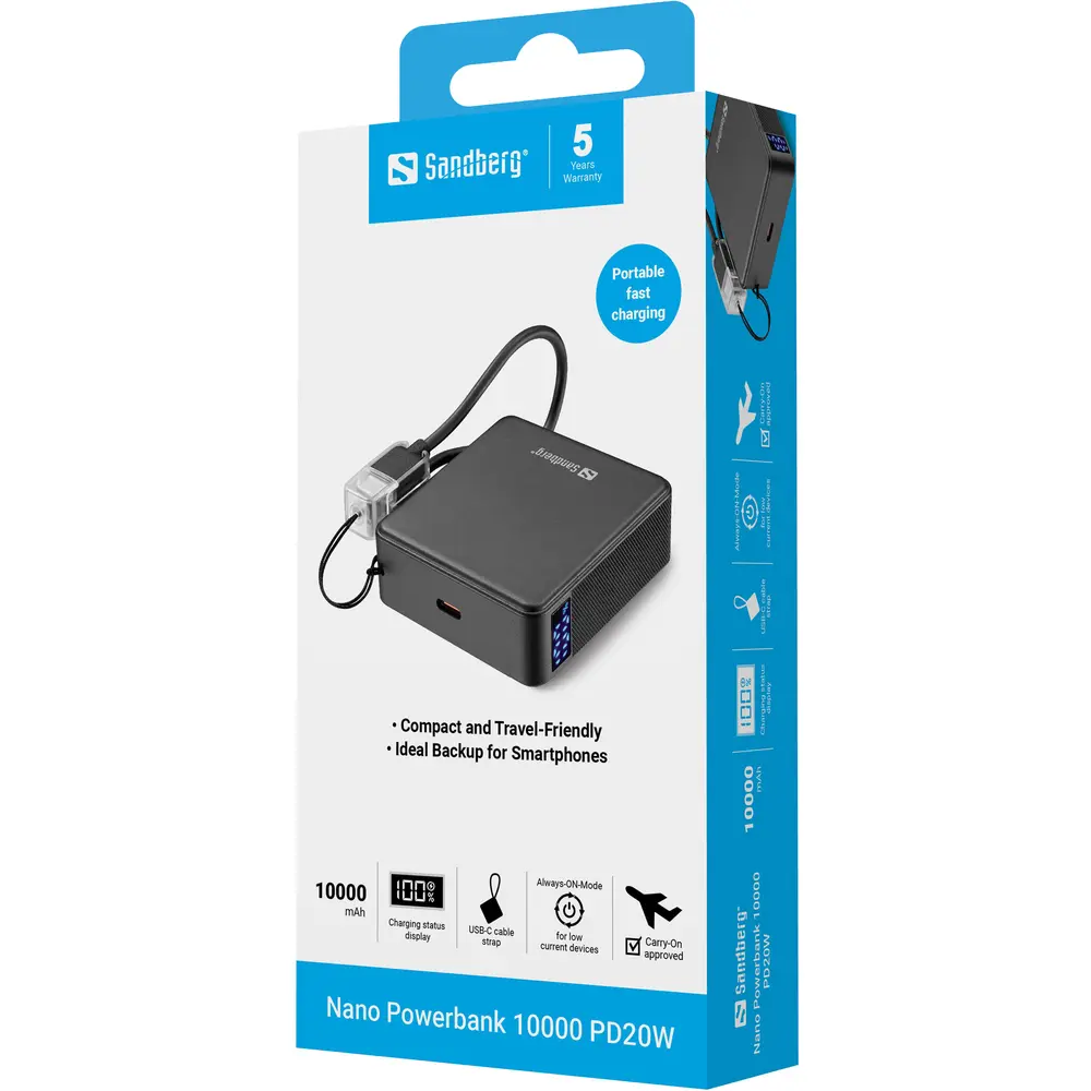 Sandberg Akkubank - Nano Powerbank 10000 PD20W – 6. kép
