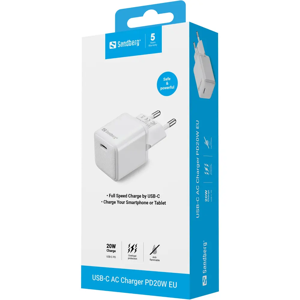 Sandberg Telefon töltő - USB-C AC Charger PD20W – 5. kép
