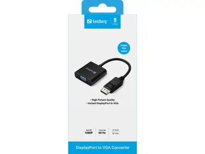 SANDBERG Kijelző konverter, Adapter DisplayPort>VGA – 2. kép