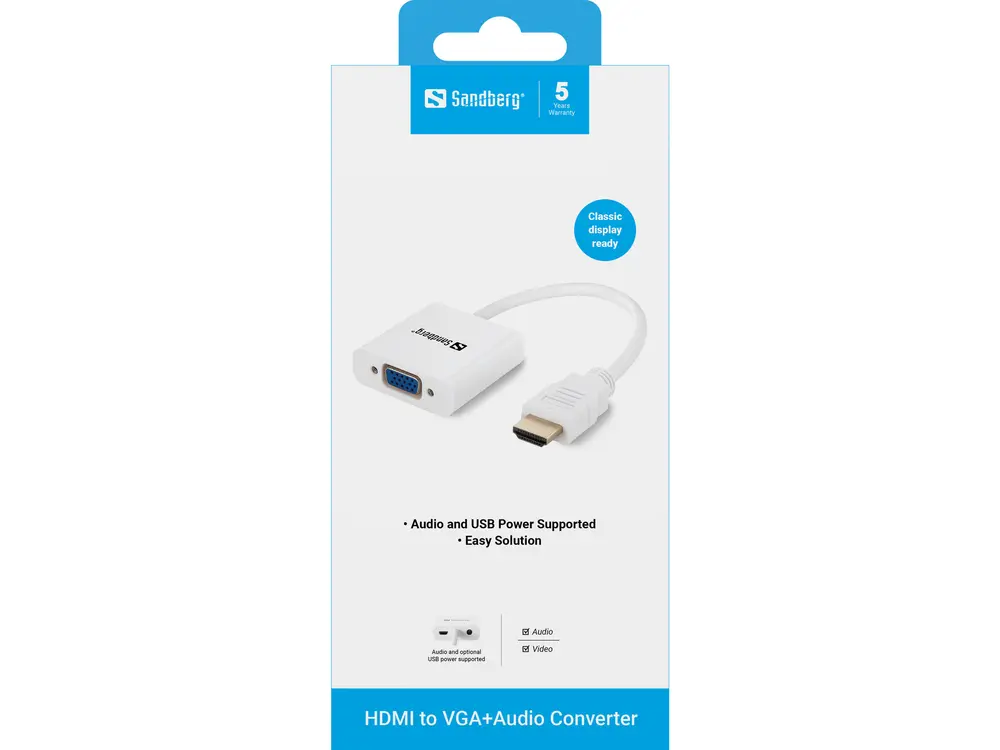 Sandberg Kábel Átalakító - HDMI to VGA+Audio Converter – 3. kép