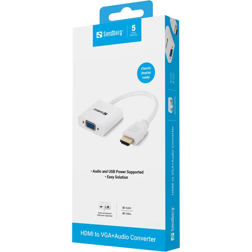 Sandberg Kábel Átalakító - HDMI to VGA+Audio Converter – 4. kép