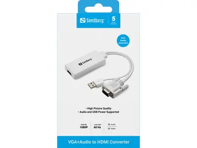 Sandberg Kábel Átalakító - VGA+Audio to HDMI Converter – 2. kép