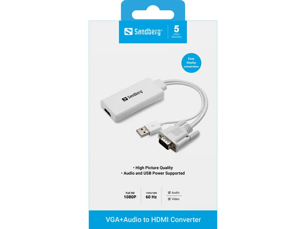 Sandberg Kábel Átalakító - VGA+Audio to HDMI Converter – 2. kép