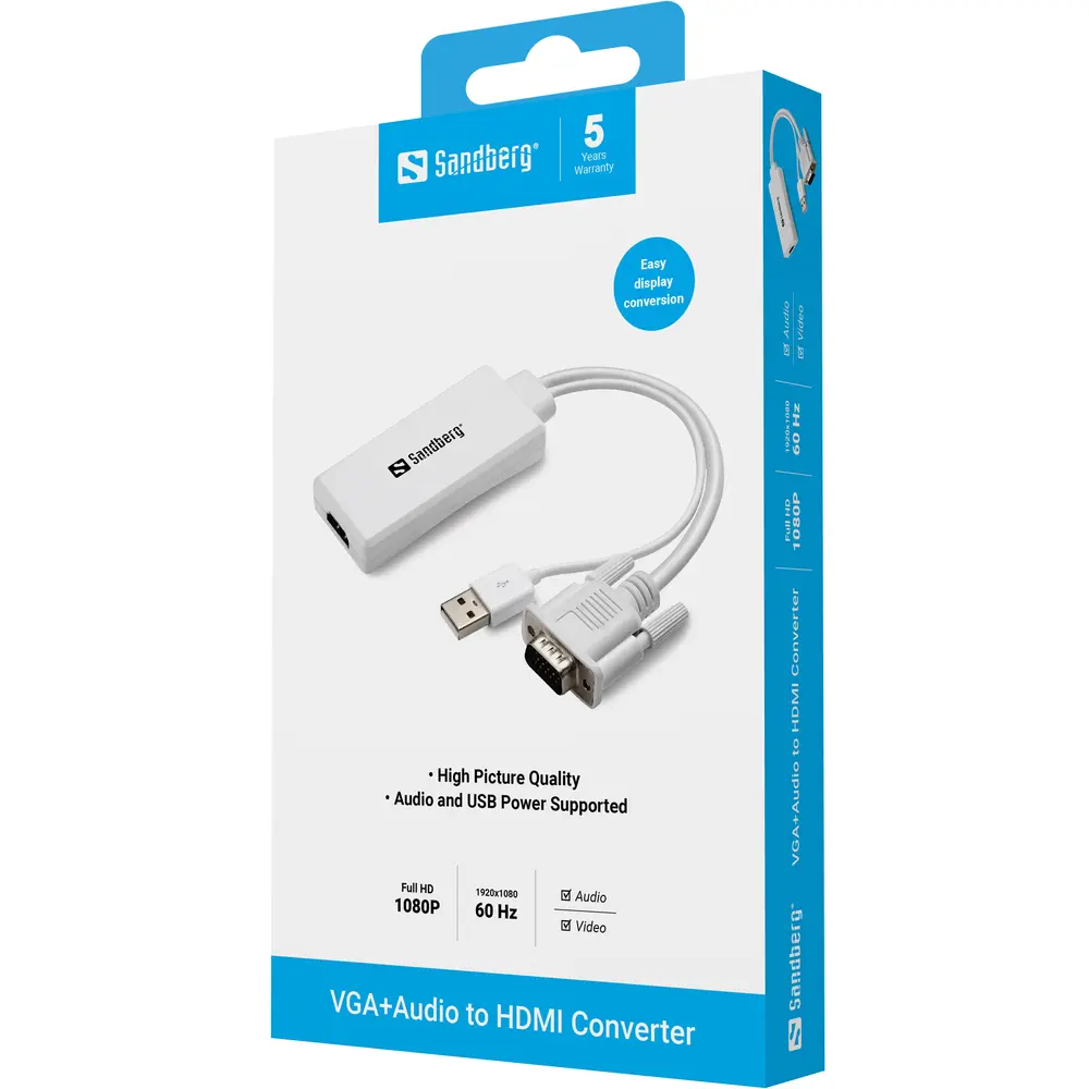 Sandberg Kábel Átalakító - VGA+Audio to HDMI Converter – 3. kép