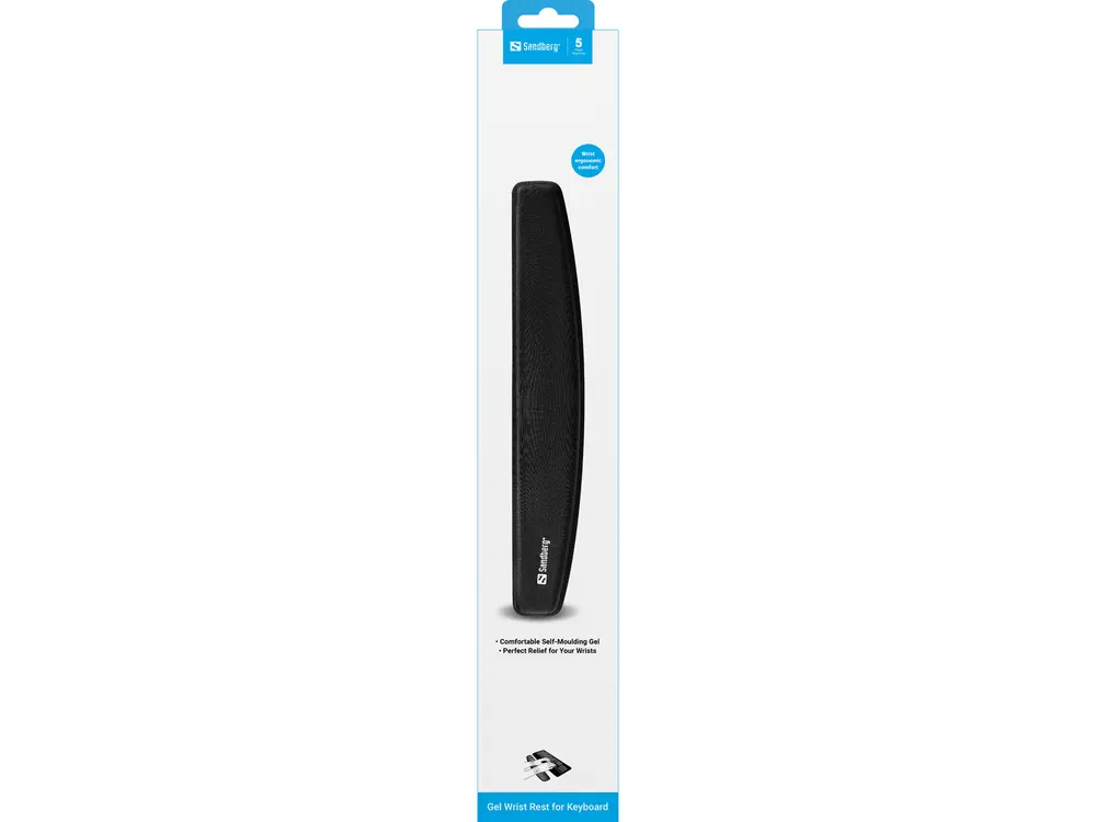 Sandberg Billentyűzet Csuklótámasz - Gel wrist rest for keyboard (zselés csuklótámasz; fekete) – 3. kép
