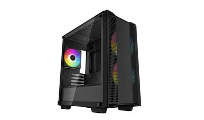 DEEPCOOL Ház Micro ATX CC360 ARGB Tápegység nélkül, Fekete Üvegfalú