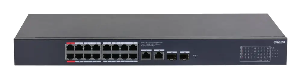 Dahua switch PoE mendzselhető - CS4220-16GT-240 (Cloud menedzsment; 16x 1Gbps at/af PoE; 2x 1Gbps; 2x 1Gbps SFP; 190W) – 2. kép