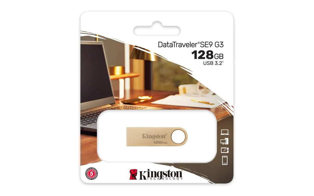 Kingston 128GB DataTraveler SE9 G3 USB-A 3.2 Gen 1 pendrive arany – 5. kép