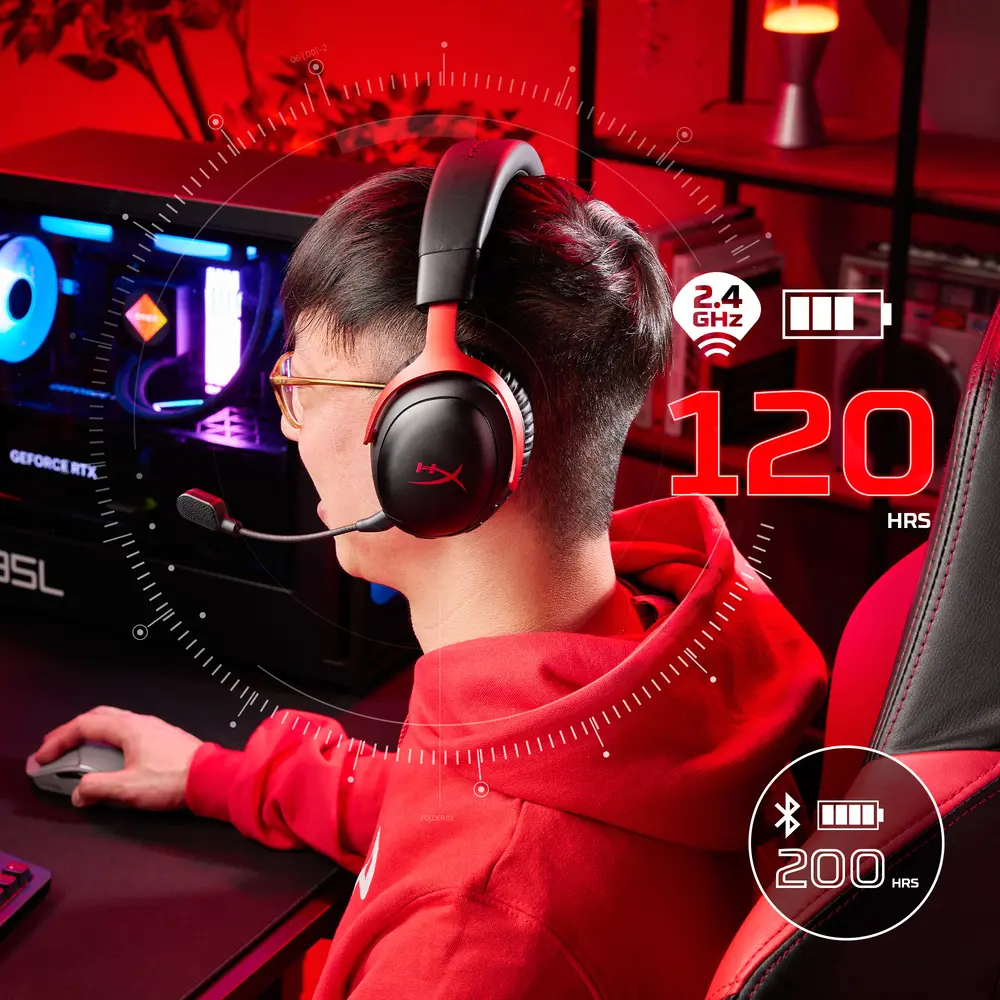 HP HYPERX vezeték nélküli gaming fejhallgató Cloud III S - levendula/fehér – 5. kép
