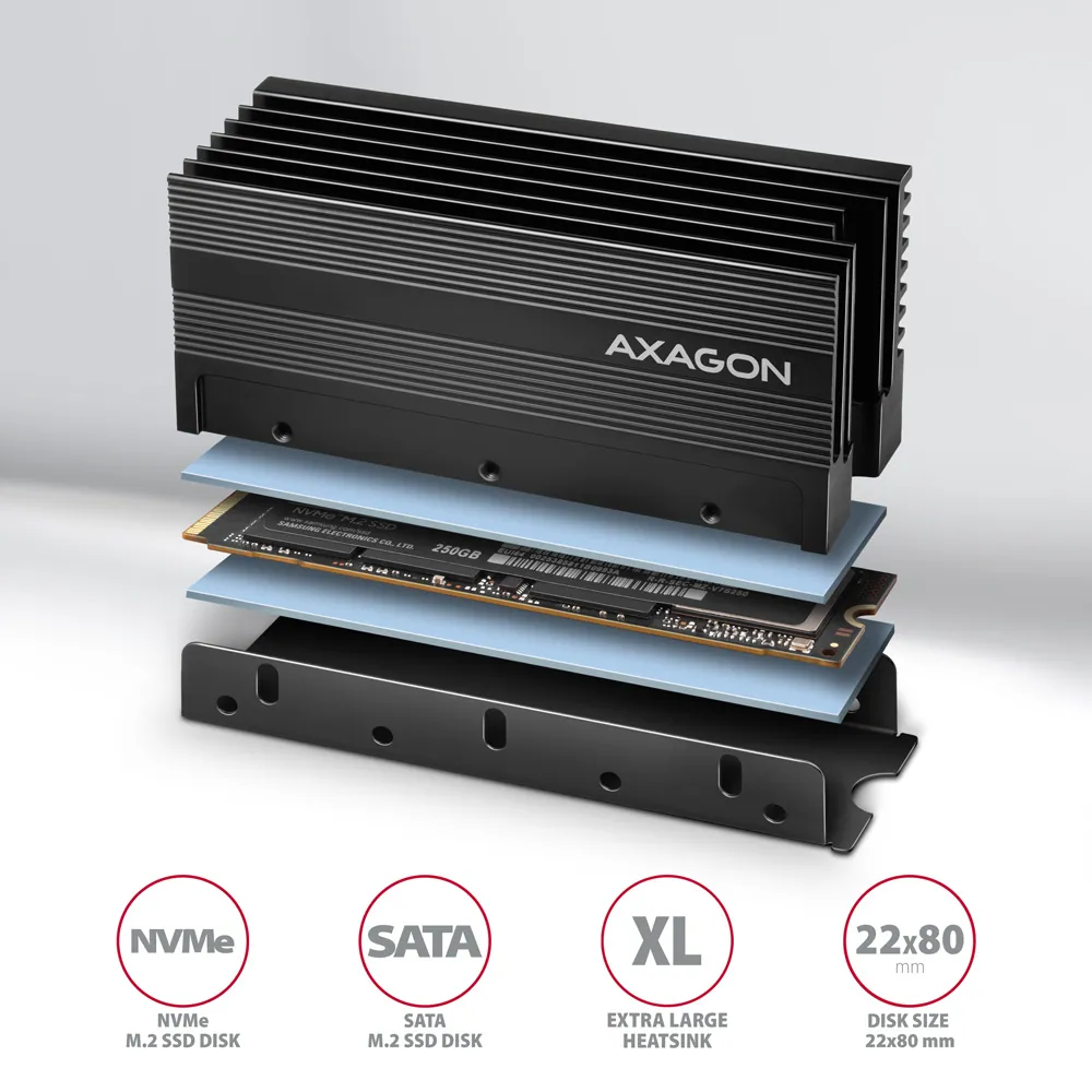 AXAGON CLR-M2XL heatsink for M.2 SSD – 2. kép