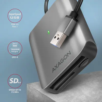 AXAGON CRE-S3 SUPERSPEED USB-A UHS-II Card Reader Black – 2. kép
