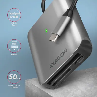 AXAGON CRE-S3C SUPERSPEED USB-C UHS-II Card Reader Black – 2. kép