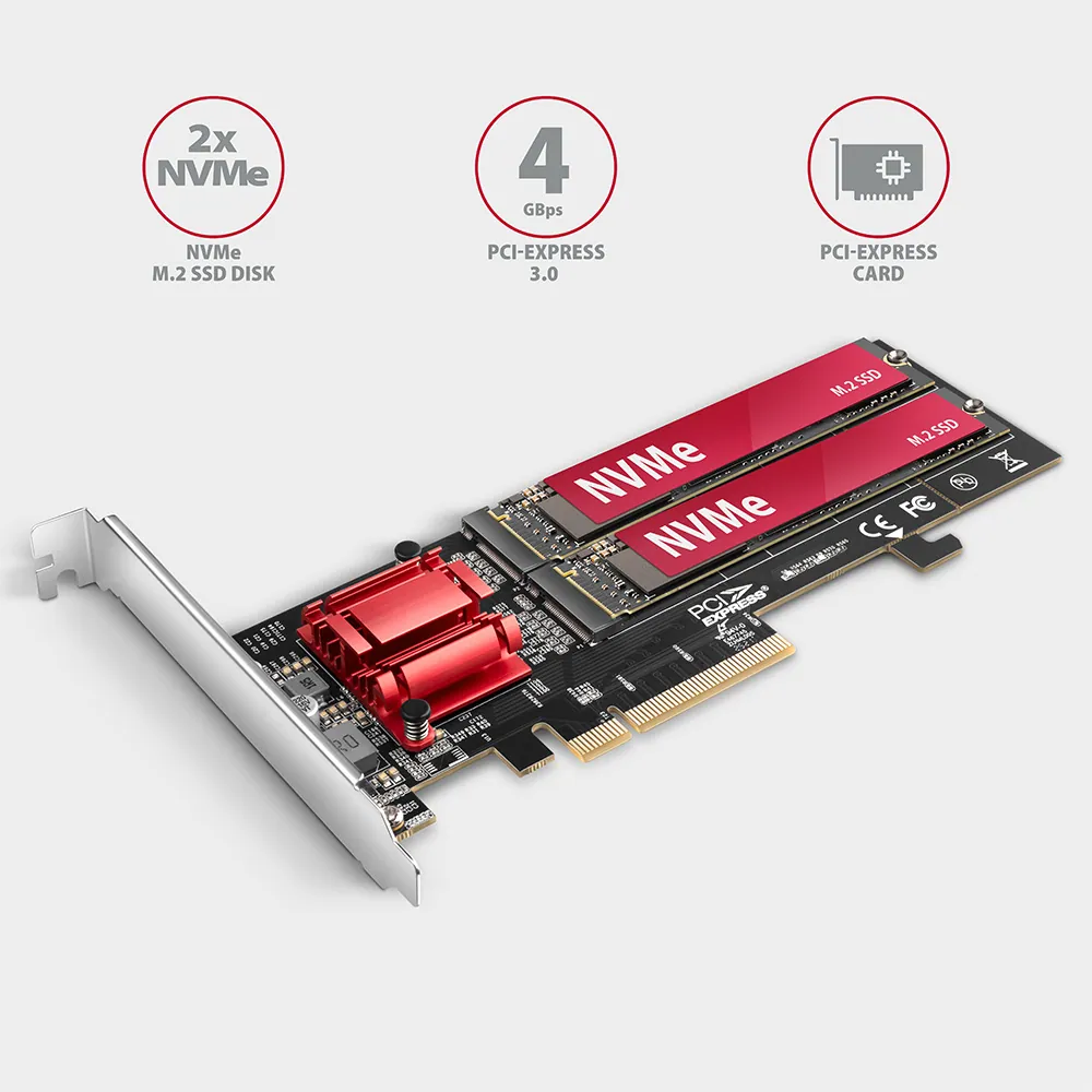 AXAGON PCEM2-ND PCIE 2X NVME M.2 Adapter – 2. kép