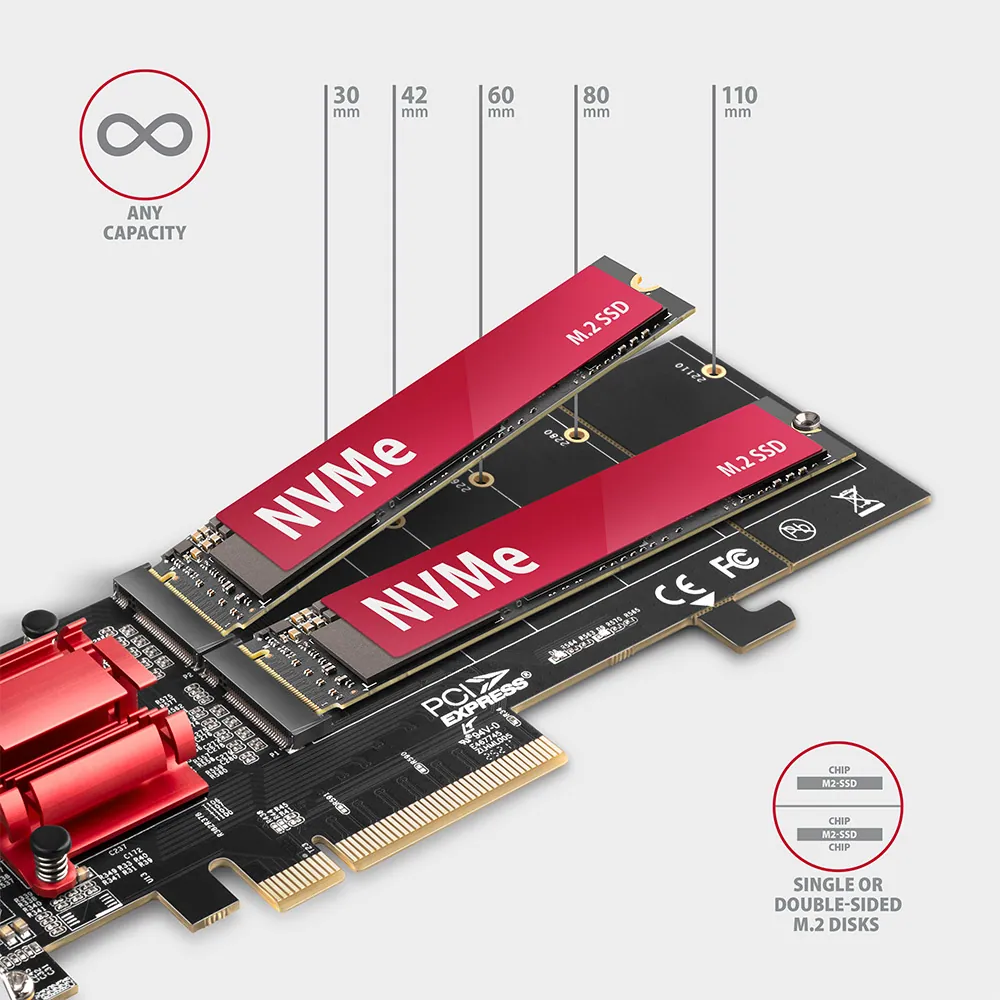 AXAGON PCEM2-ND PCIE 2X NVME M.2 Adapter – 3. kép