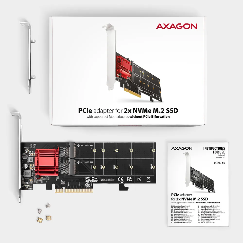AXAGON PCEM2-ND PCIE 2X NVME M.2 Adapter – 8. kép
