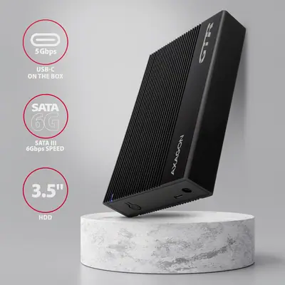 AXAGON EE35-GTR USB-C 3.2 Gen 1 - SATA 6G 3.5" External RIBBED box Black – 2. kép