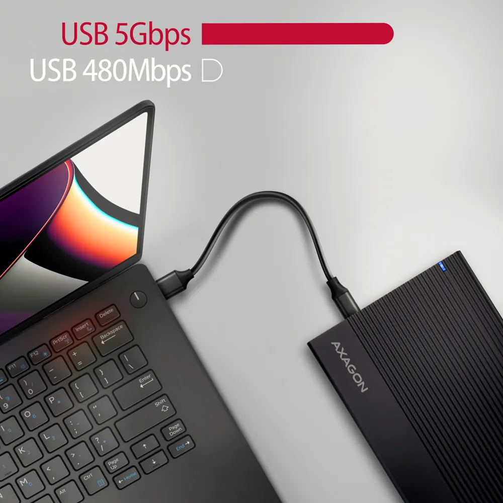 AXAGON EE35-GTR USB-C 3.2 Gen 1 - SATA 6G 3.5" External RIBBED box Black – 6. kép