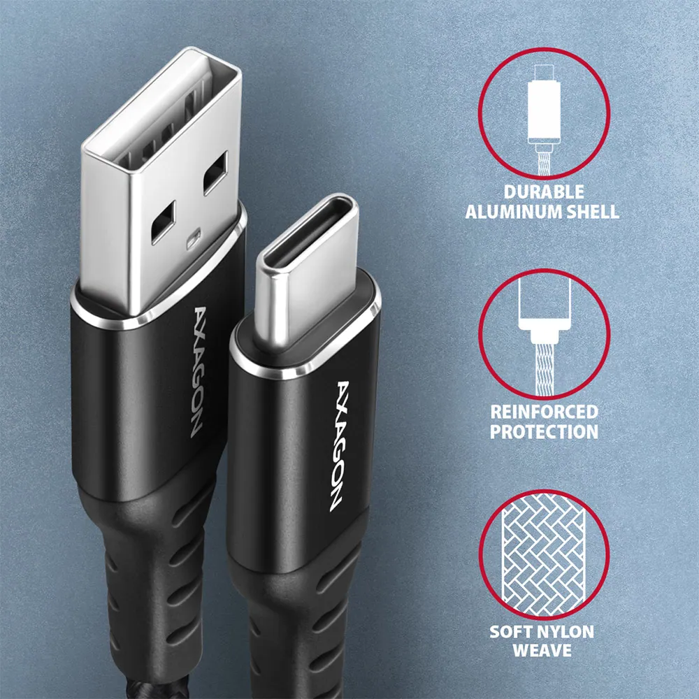 AXAGON BUCM-AM10AB HQ USB-C USB-A Cable 1m Black – 3. kép