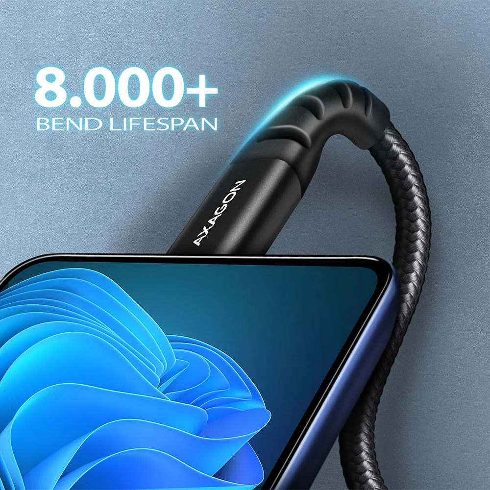 AXAGON BUCM-AM10AB HQ USB-C USB-A Cable 1m Black – 4. kép