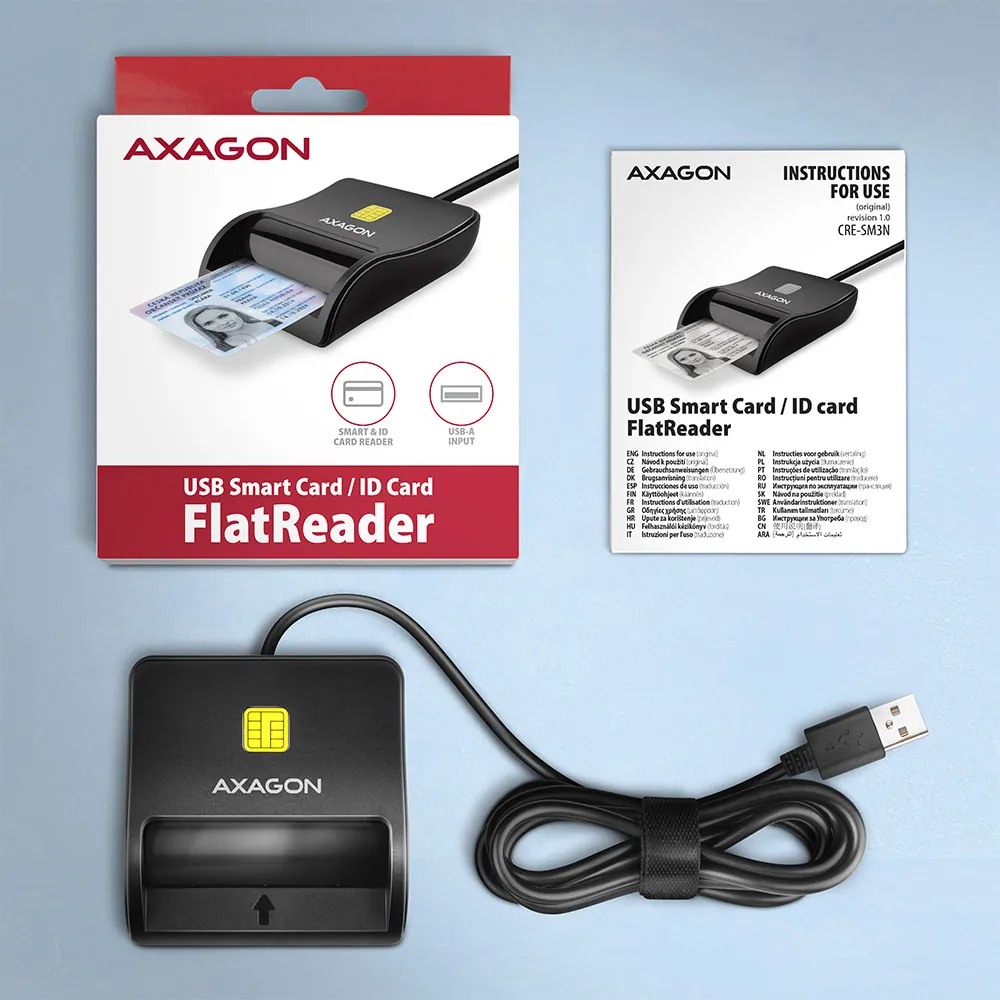 AXAGON CRE-SM3N Smart Card Flatreader Black – 5. kép