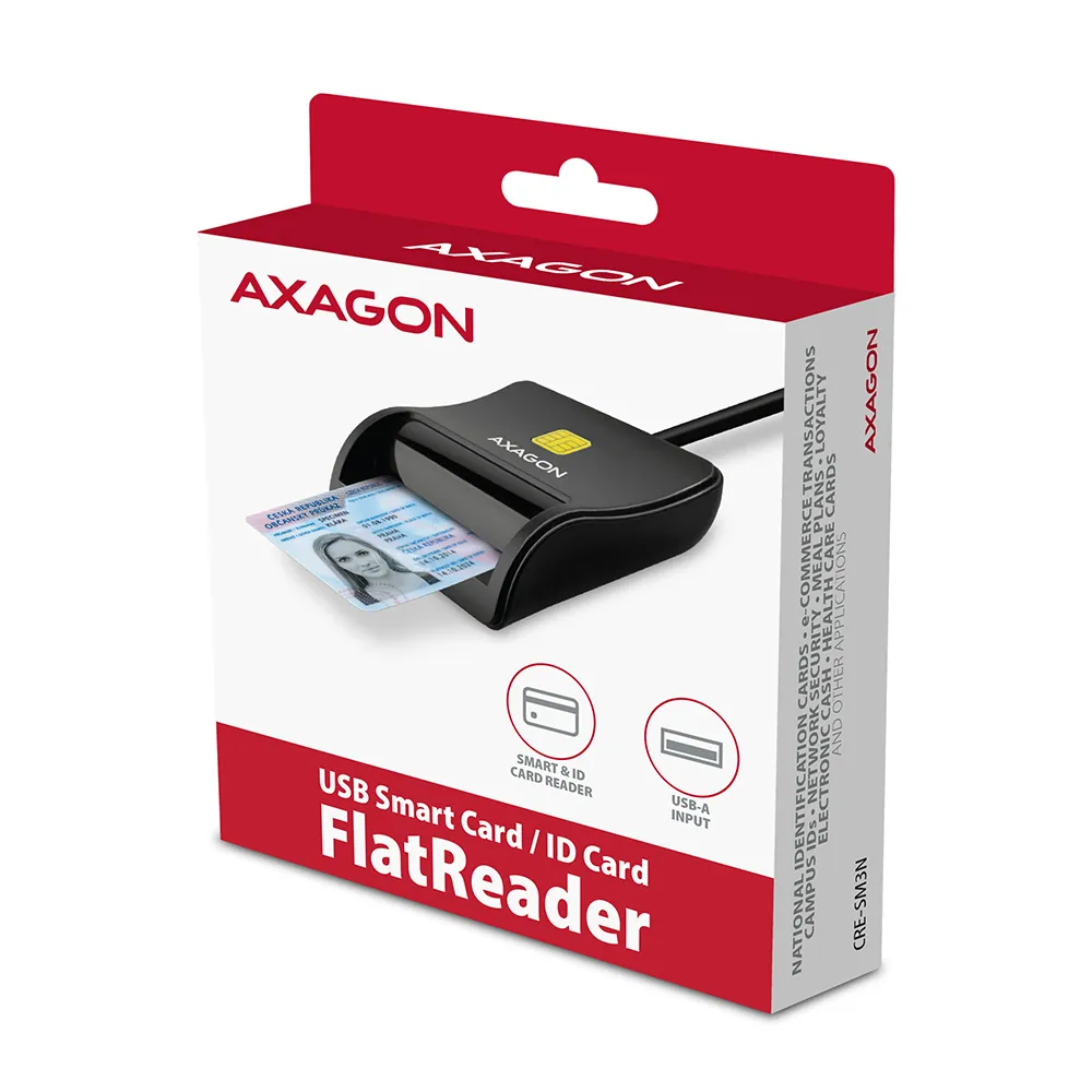 AXAGON CRE-SM3N Smart Card Flatreader Black – 6. kép