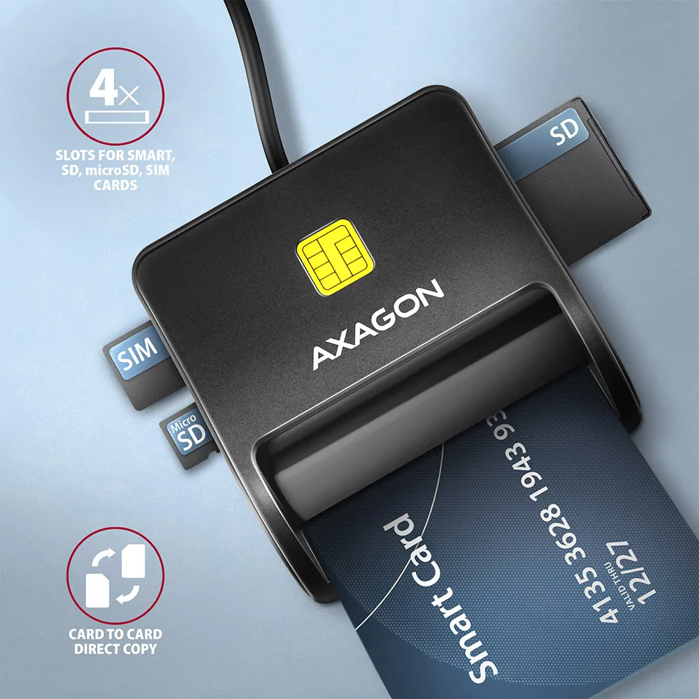 AXAGON CRE-SM3SD Smart Card Flatreader Black – 3. kép