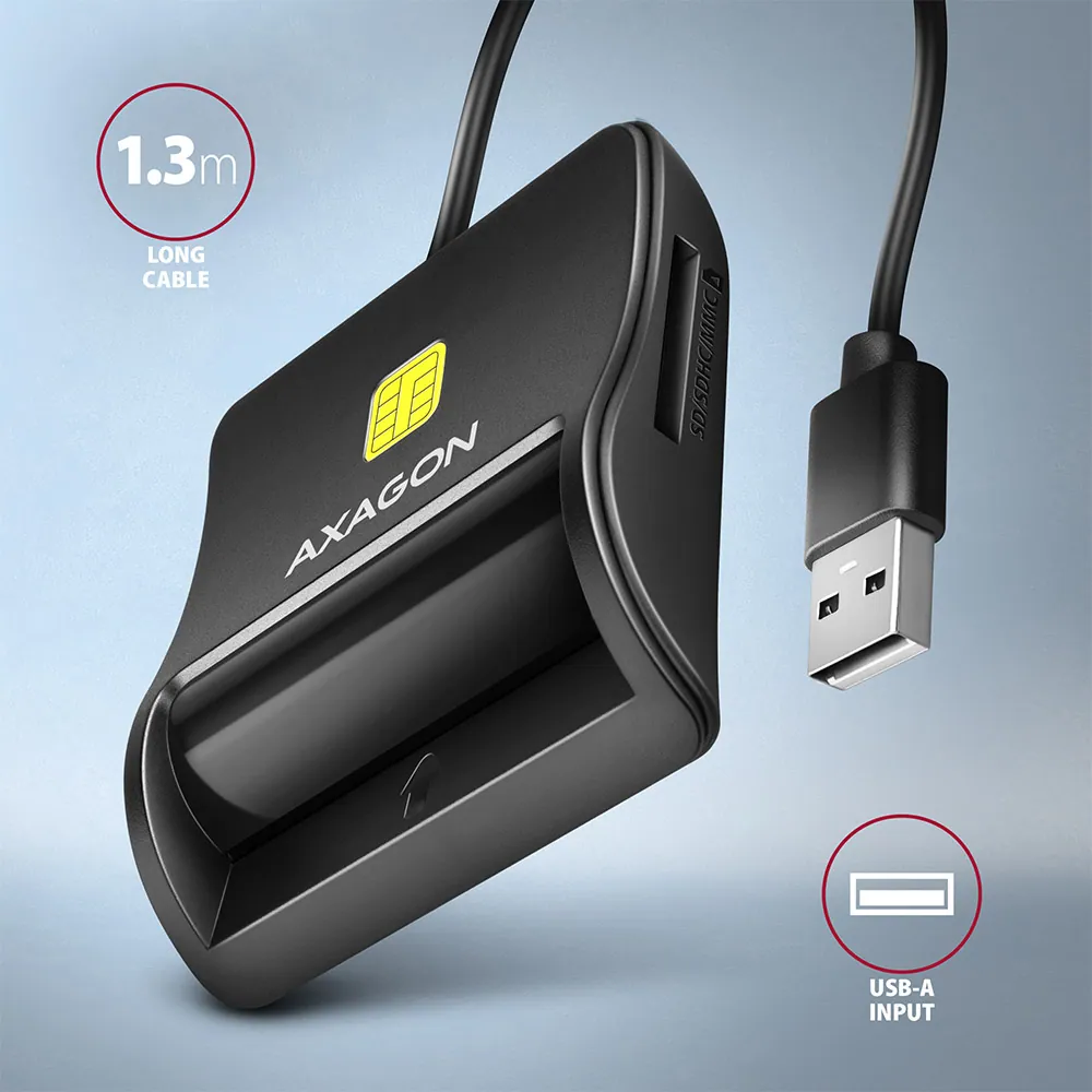 AXAGON CRE-SM3SD Smart Card Flatreader Black – 5. kép