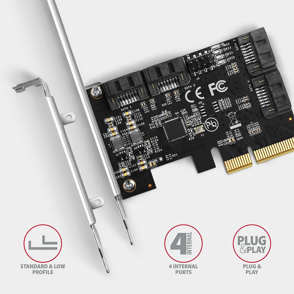 AXAGON PCES-SA4X4 PCIe Controller 4x SATA 6G – 3. kép