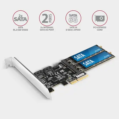 AXAGON PCES-SA4M2 PCIe Controller 2x SATA 6G + 2x SATA M.2 – 2. kép