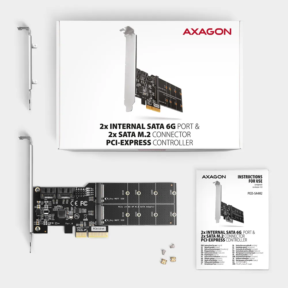 AXAGON PCES-SA4M2 PCIe Controller 2x SATA 6G + 2x SATA M.2 – 7. kép