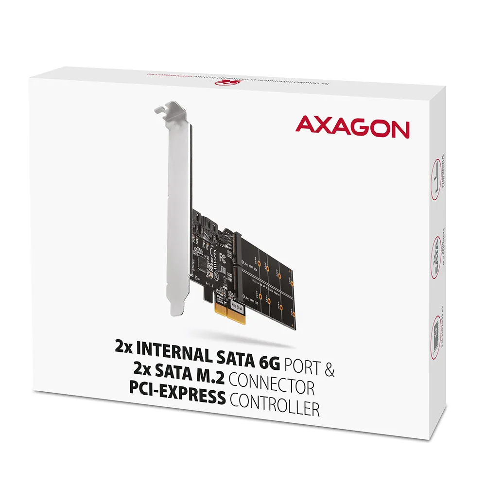 AXAGON PCES-SA4M2 PCIe Controller 2x SATA 6G + 2x SATA M.2 – 8. kép